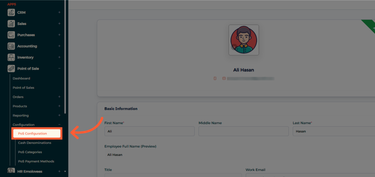 الخطوة 3 - تعيين الموظف لنقطة البيع